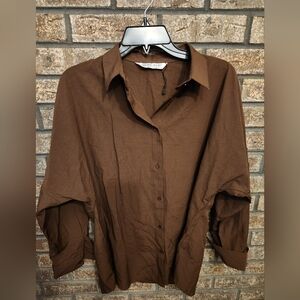 Big Dart Chocolate Button-Down Shirt Size L/XL